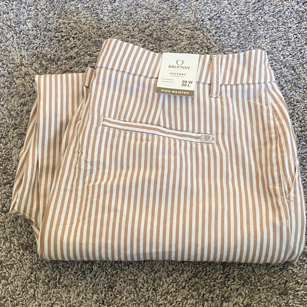 Brixton Vertical Striped Tan Chinos